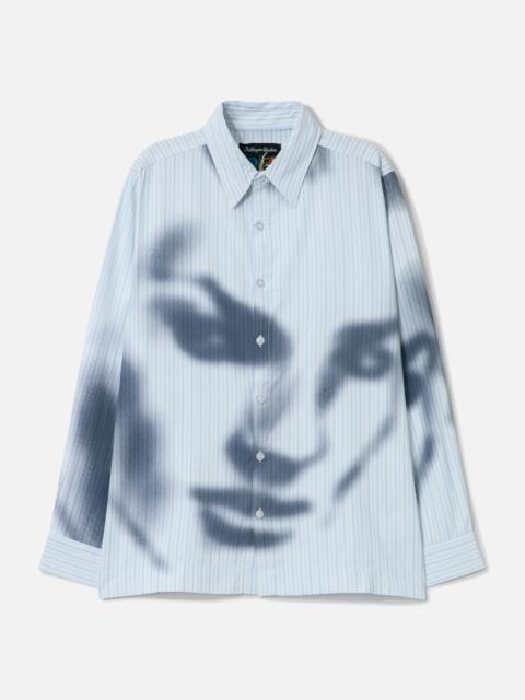 BLURRY FACE AIRBRUSH STRIPED BUTTON UP