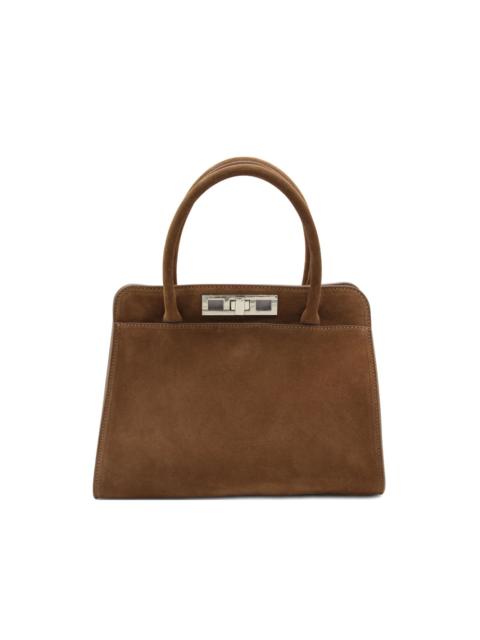 turn-lock top-handle shoulder bag