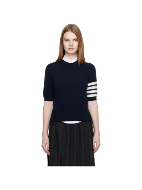 Navy Jersey Intarsia Classic Fit 4-Bar T-shirt