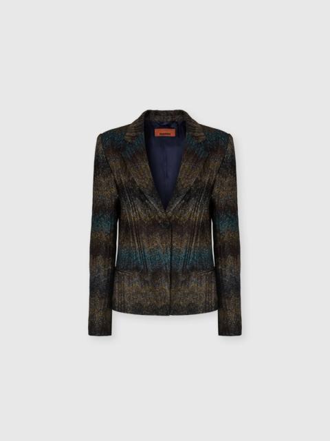 Slim Viscose Lamé Snake-Pattern Blazer