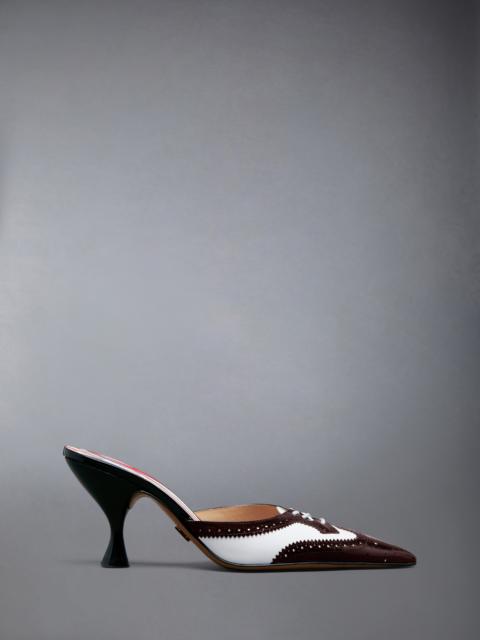 SOFT SPAZZOLATO SHINY CALF HEELED MULE 75MM