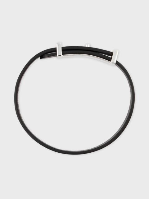 Black Signature Buckle Leather Bracelet