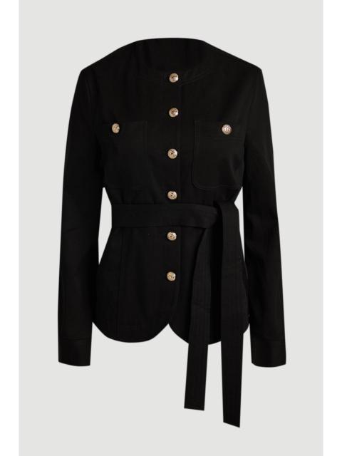 Cotton Utility Button Detail Tie Waist Shirt