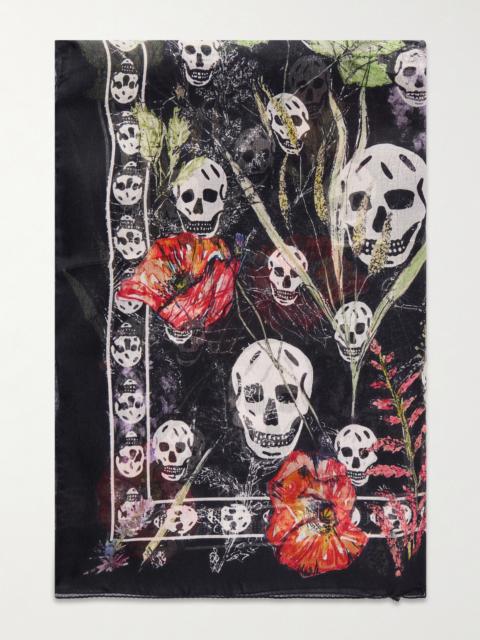 Printed Silk-voile Scarf