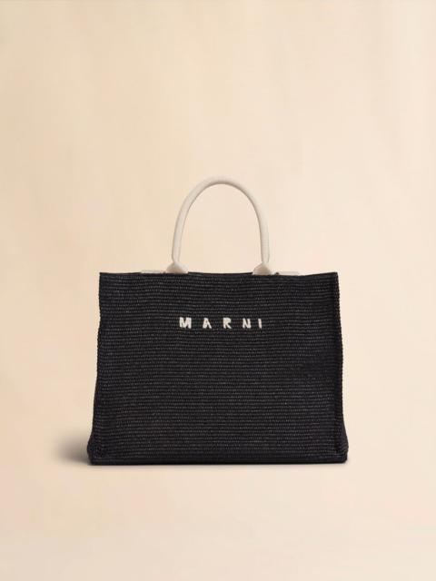 BLACK RAFFIA SHOPPING BAG