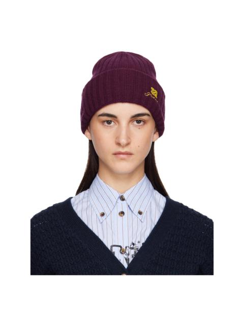 Burgundy Wool Knit Beanie