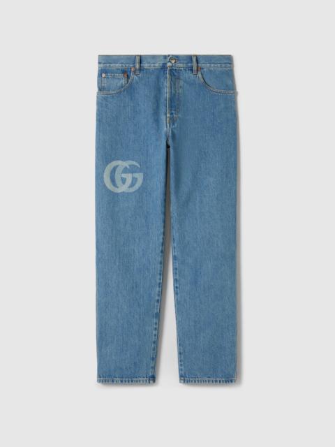 Lasered Double G denim pant