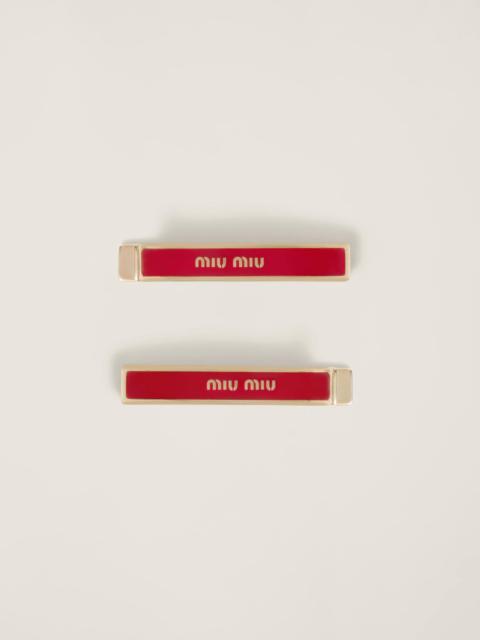 Enameled metal hair clips