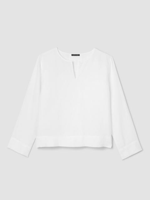 Organic Handkerchief Linen Split Neck Top