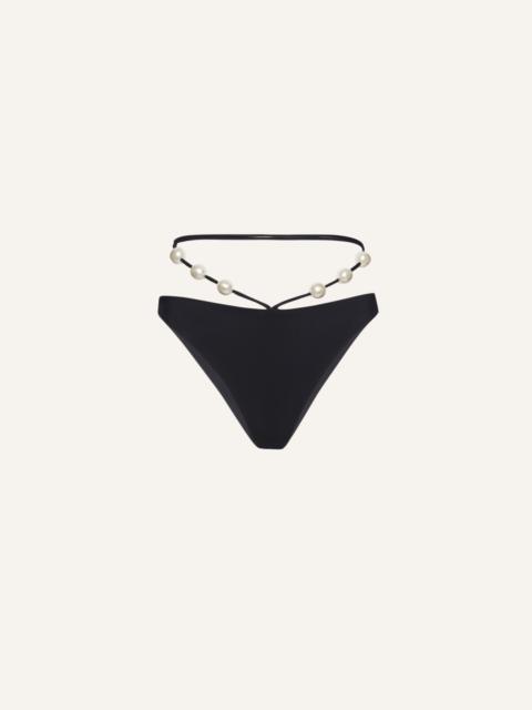 High waist pearl swim bottom in black