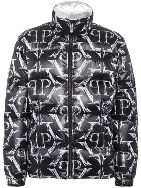 logo-print quilted padded jacket
