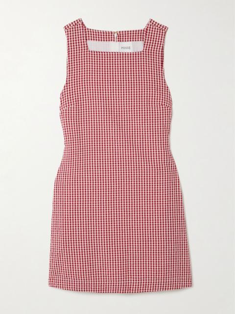 Emma gingham cotton-seersucker mini dress Red