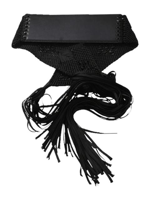 Woven Tie Front Leather Belt