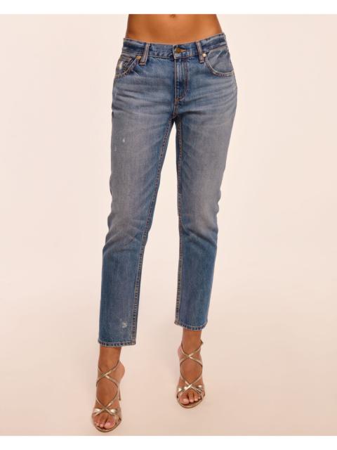 Milla Distressed Low-Rise Tapered Jean