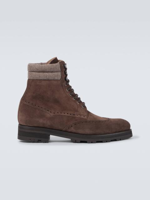 Sapele suede lace-up boots