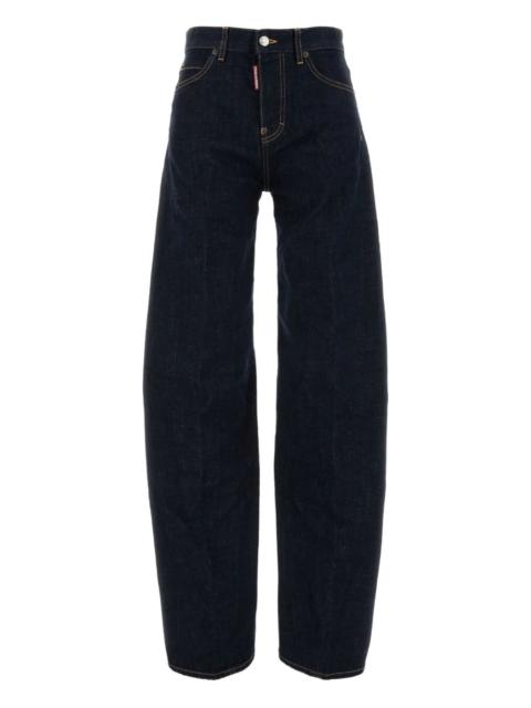 wide-leg cotton-blend jeans