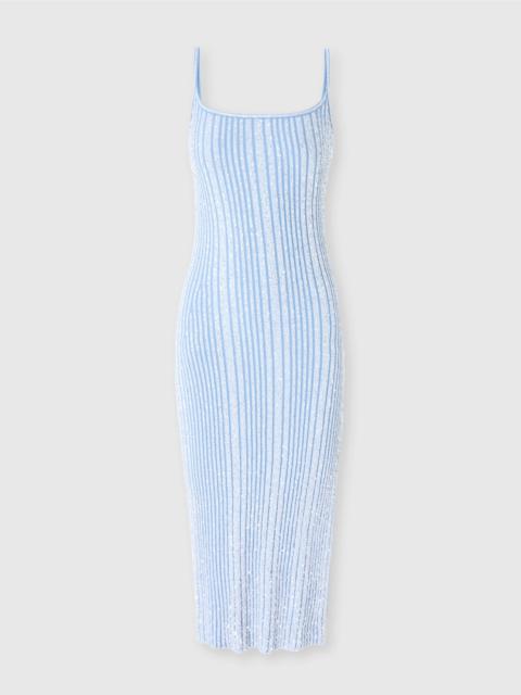 Sleeveless ribbed midi dress with sequins and slit