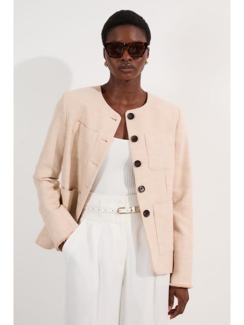 Spring Tweed Tailored Pocket Front Tailored Blazer