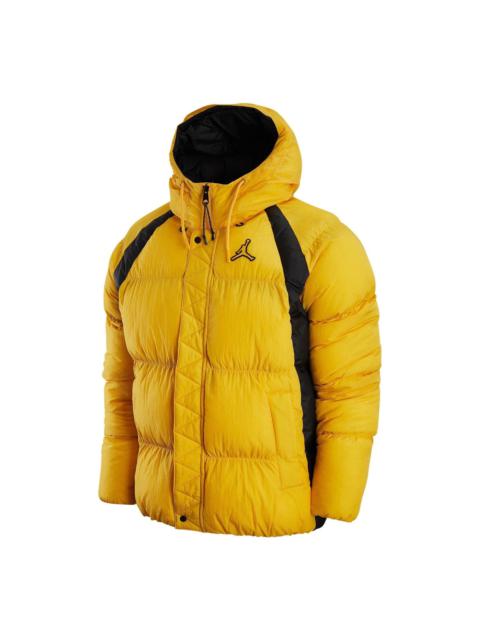 Air Jordan Wide Stripe Zipper Hooded Winter Jacket Men's Yellow DX6596-781