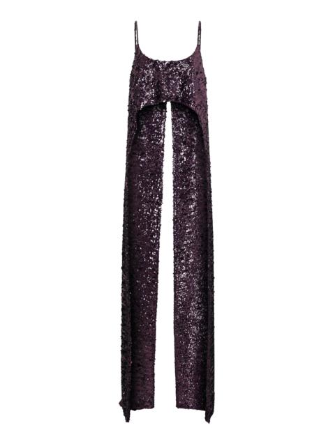 Sequin-Embellished Longline Top purple