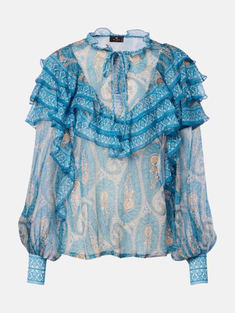 Paisley ruffled silk blouse