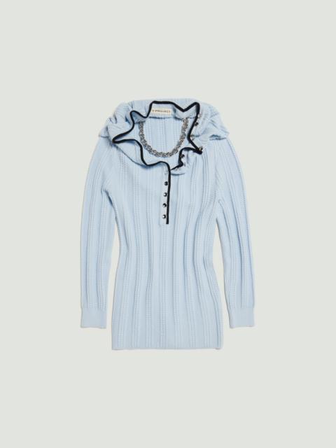 Ruffle Necklace Knit Mini Dress