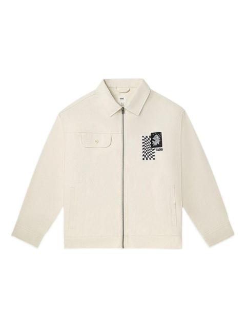 Vans Printing Embroidered lapel Zipper Long Sleeves Jacket Unisex White VN0A7Q193KS