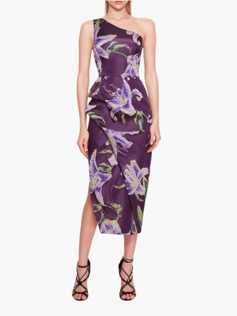 ONE SHOULDER DRAPE MIDI DRESS