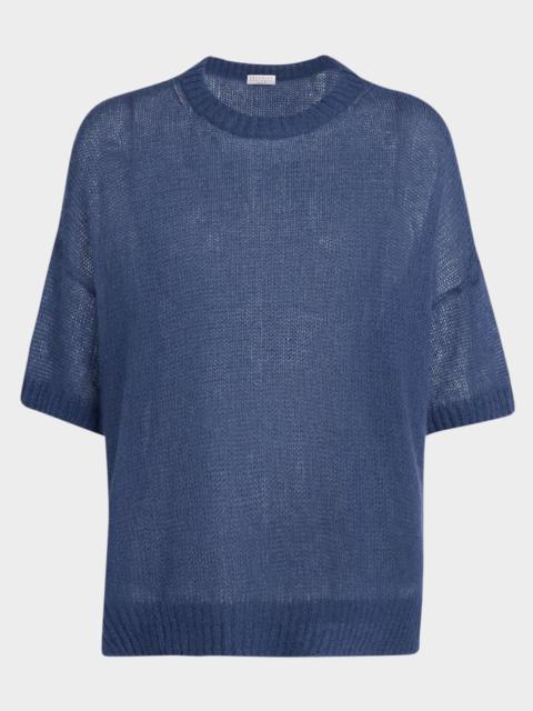 Mohair Shetland Gauze Crewneck Sweater