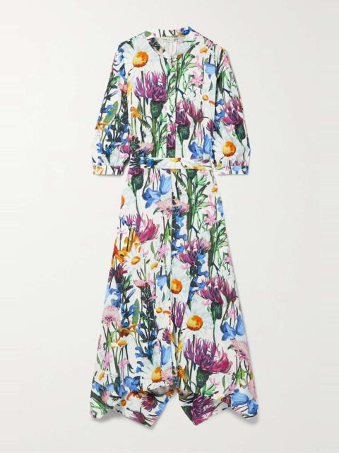 Floral-print crepe midi dress