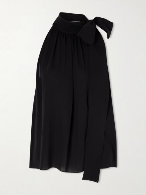 Bow-embellished Silk-georgette Top