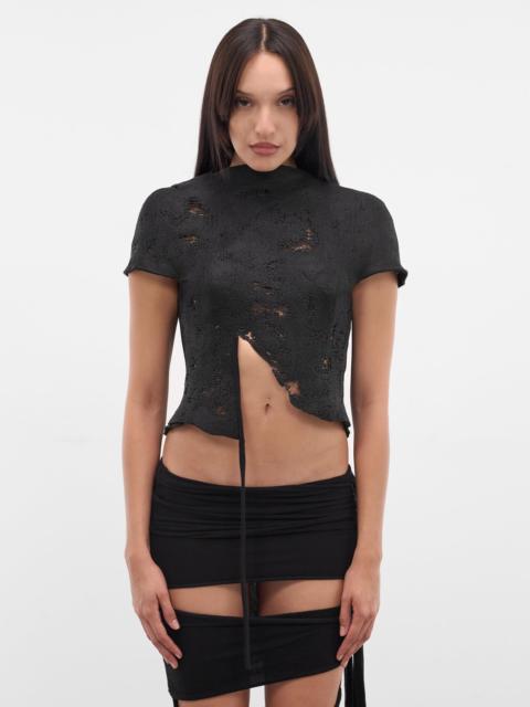Black Sculptural Knit Top