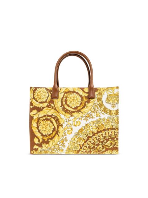 baroque-print logo-appliqué tote bag