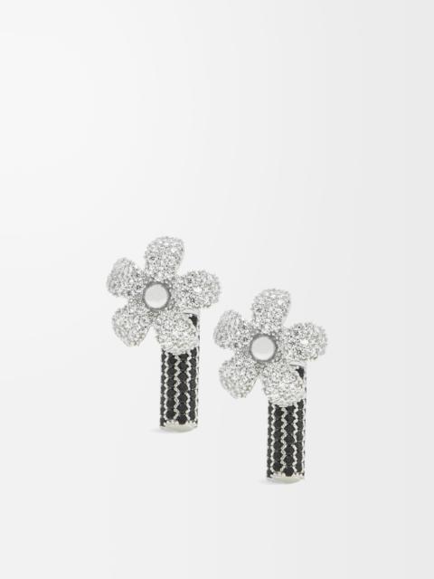 Flor earrings in sterling silver and crystals