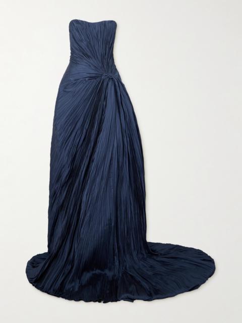 Strapless Plissé-taffeta Gown