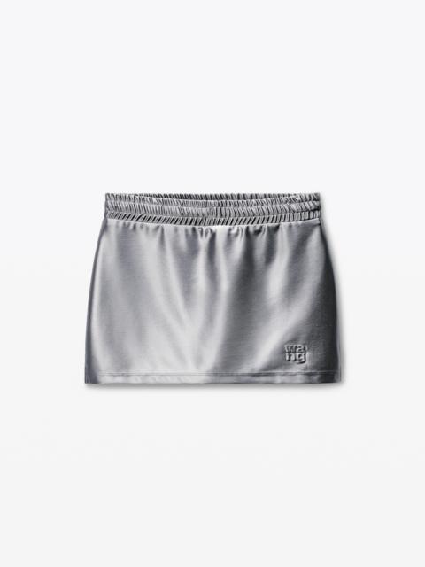 grey satin faille logo miniskort
