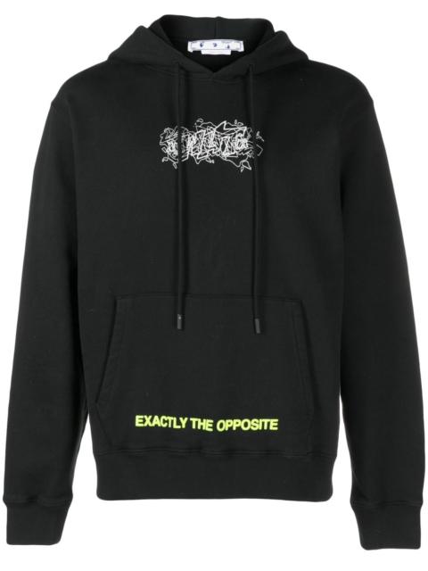 slogan-print drawstring hoodie