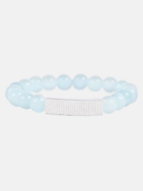 14kt beaded bracelet with diamonds and white gold