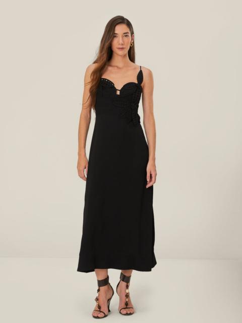 Black Flowered Bust Midi Dress