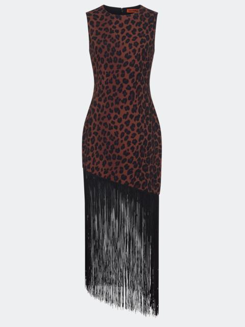Casablanca Fringe Dress In Choco Brown Leopard