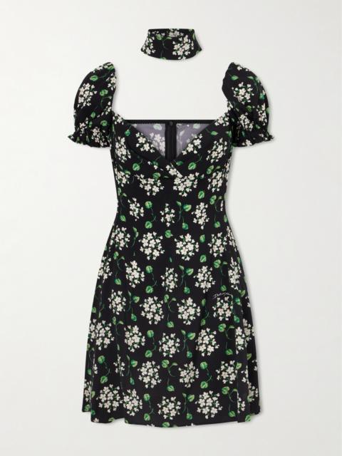 Silk Blend Floral Mini Dress