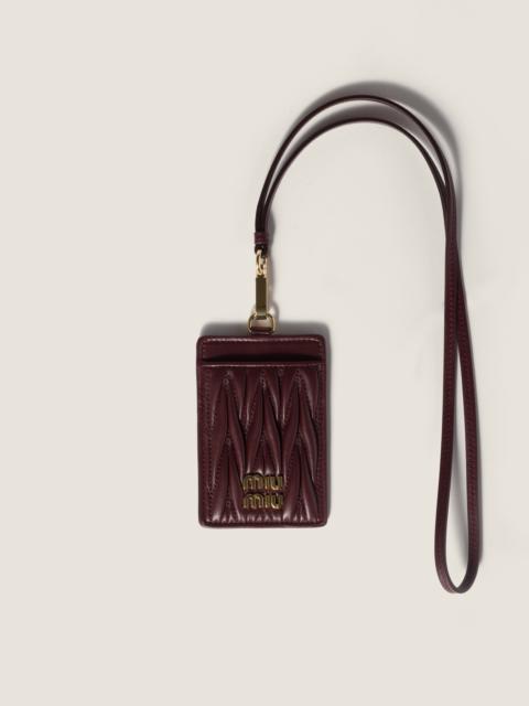 Matelassé nappa leather badge holder