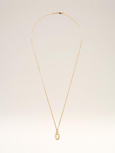 GOLD BRASS HAMMERED "0" PENDANT NECKLACE