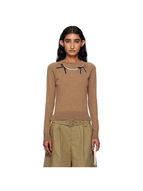 Brown Embellished Classic Sweater