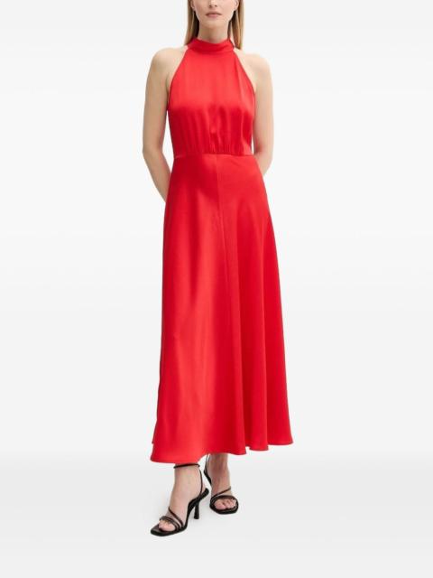 halterneck bow midi party dress