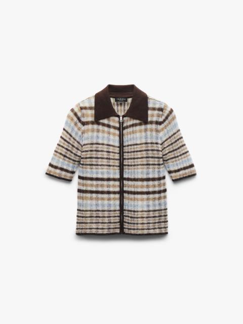 Leva Plaid Zip Polo Sweater