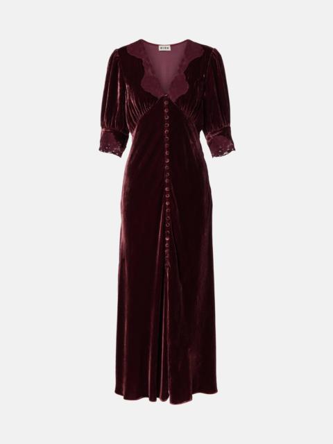 Simone lace-trimmed velvet midi dress