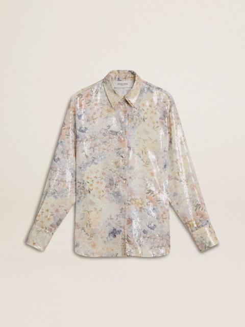 Women's shirt with multicolor floral sequin print