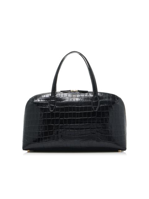 Lounge Medium Croc-Embossed Leather Tote Bag black