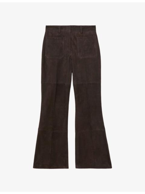 Priya Flared High-Rise Suede Trousers
